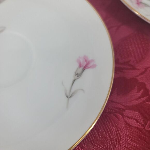 Royal Court Pink Carnation Saucers 6"‎ Gold Trim Japan Replacement Set of 6 - Picture 8 of 8